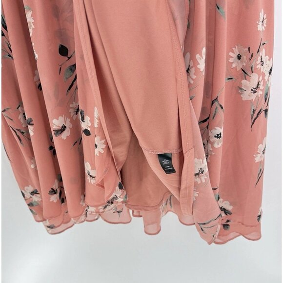 Torrid Plus Size Blush Floral Chiffon Wrap Midi Dress Sz 4 Preppy Event No Belt - Picture 4 of 12